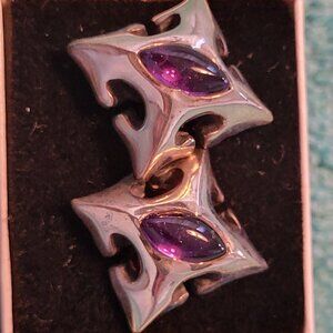 MARGO MANHATTAN S/S CUFFLINKS WITH AMETHYST MANCHETTE COLLECTION